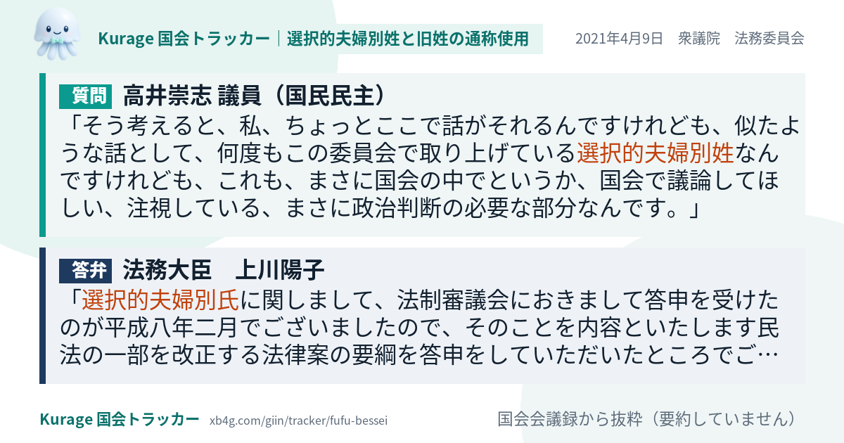 質問と答弁のカード