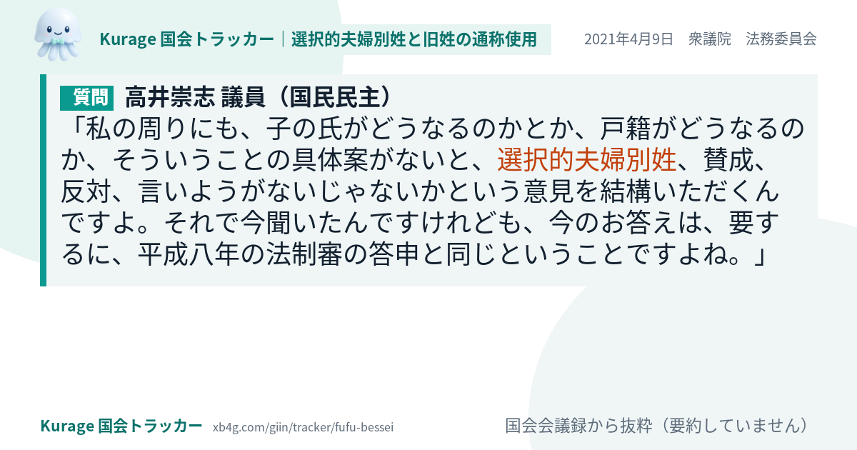 質問と答弁のカード
