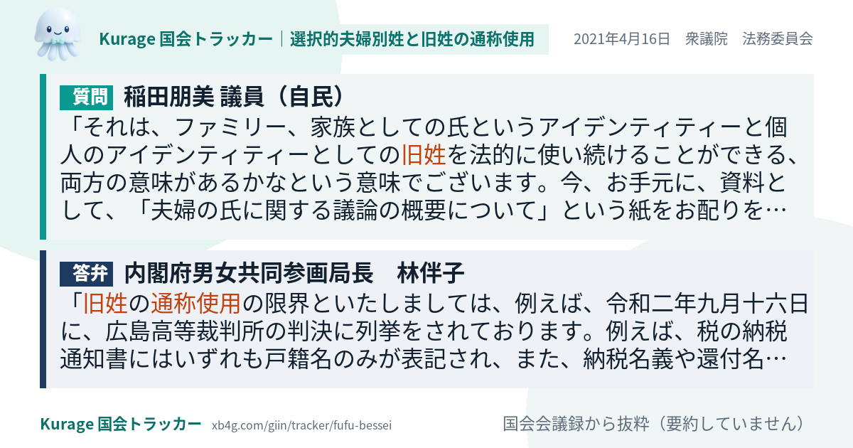 質問と答弁のカード