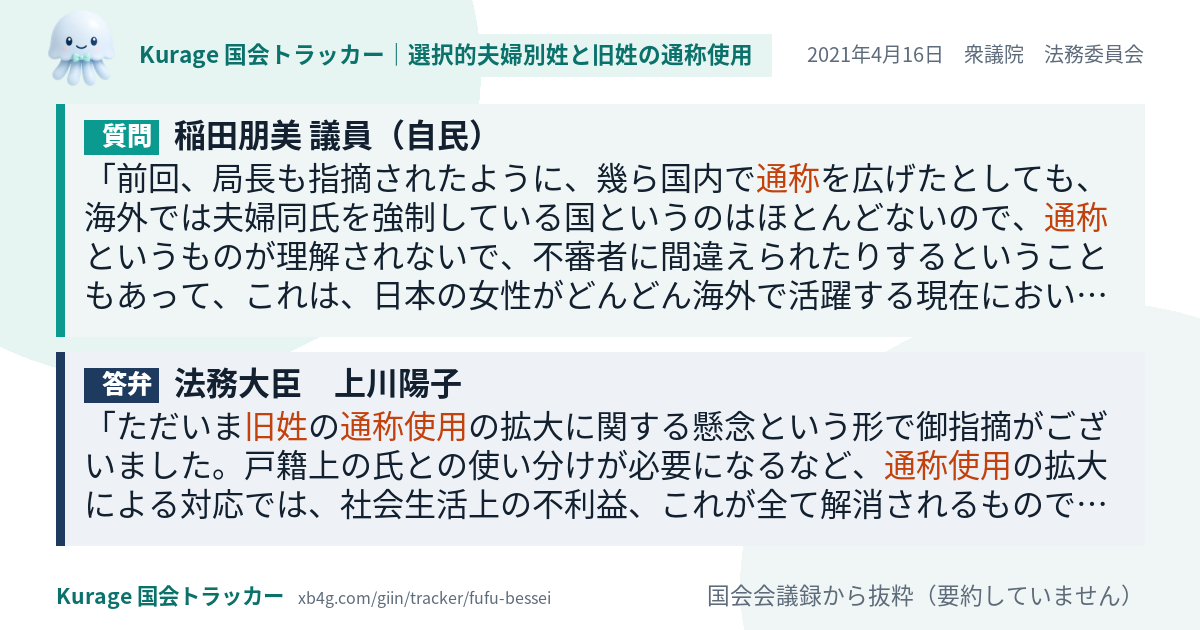 質問と答弁のカード