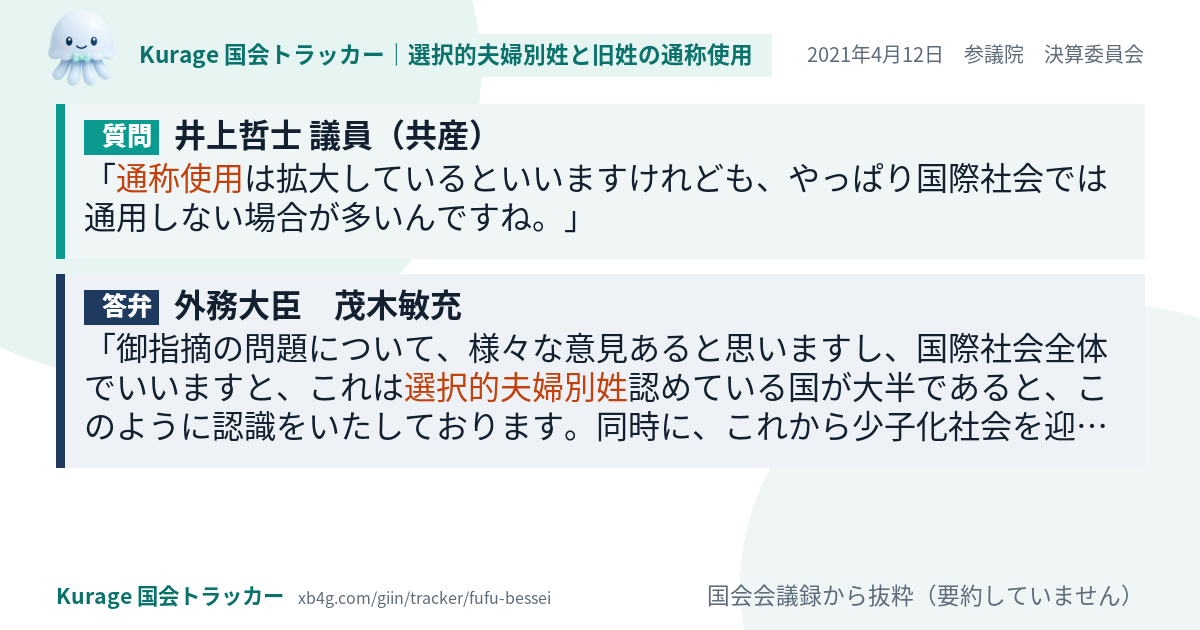 質問と答弁のカード