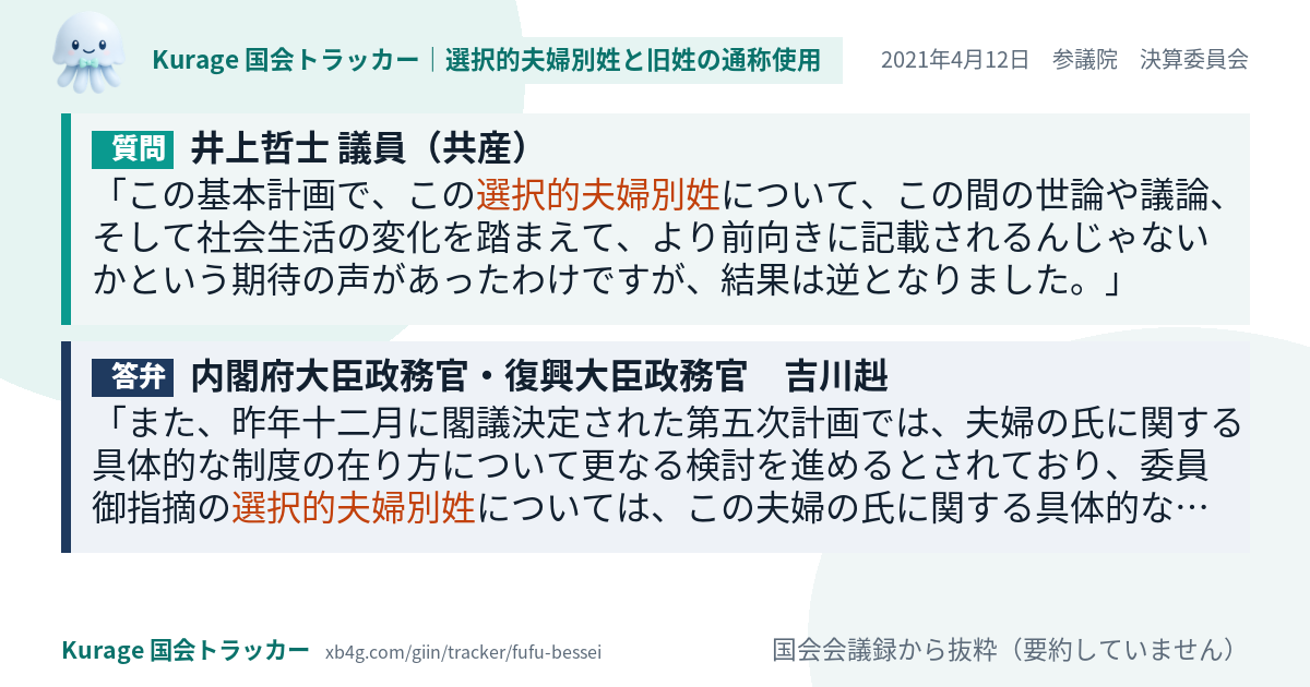 質問と答弁のカード