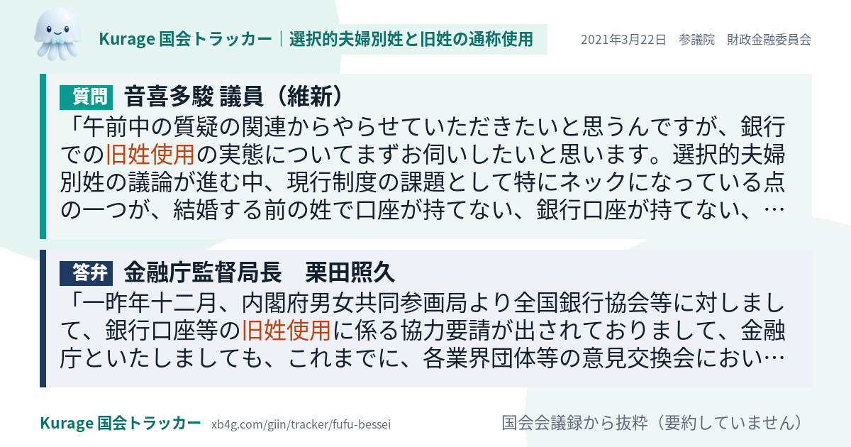 質問と答弁のカード