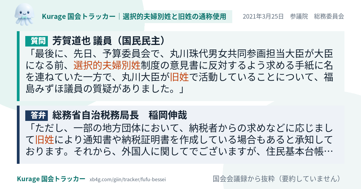 質問と答弁のカード