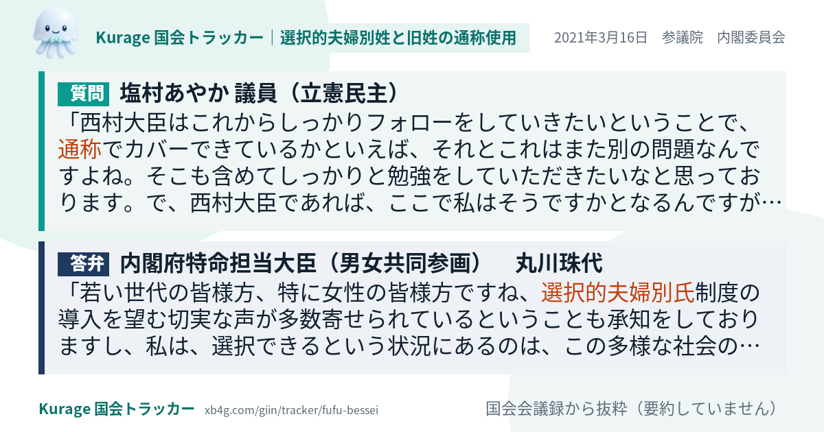 質問と答弁のカード