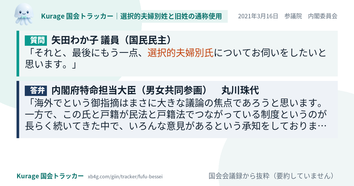 質問と答弁のカード