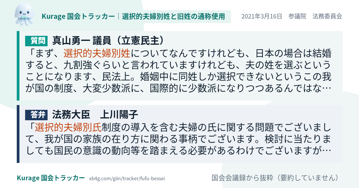 質問と答弁のカード