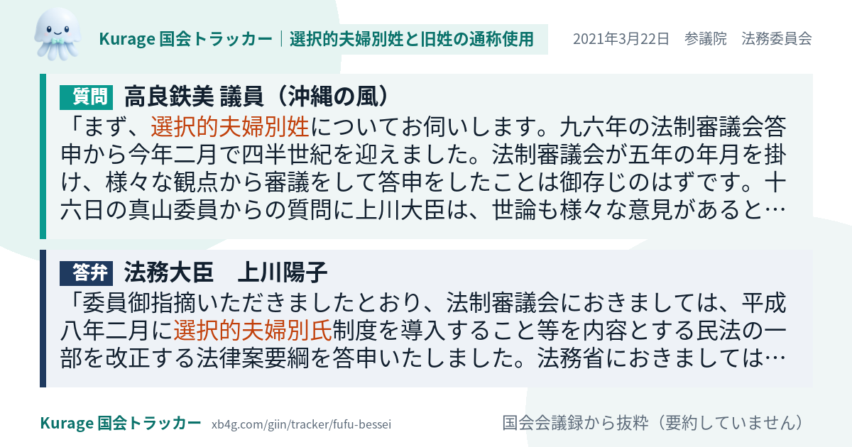 質問と答弁のカード