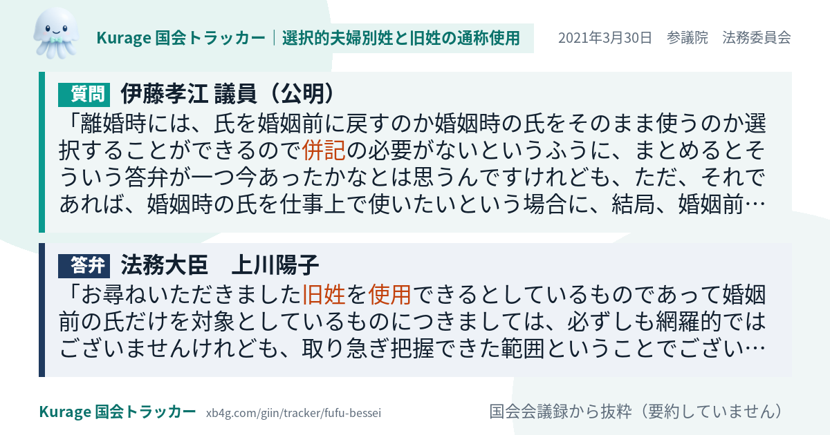 質問と答弁のカード