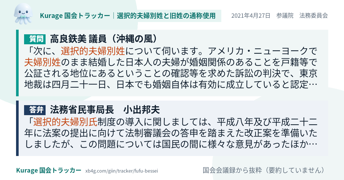 質問と答弁のカード
