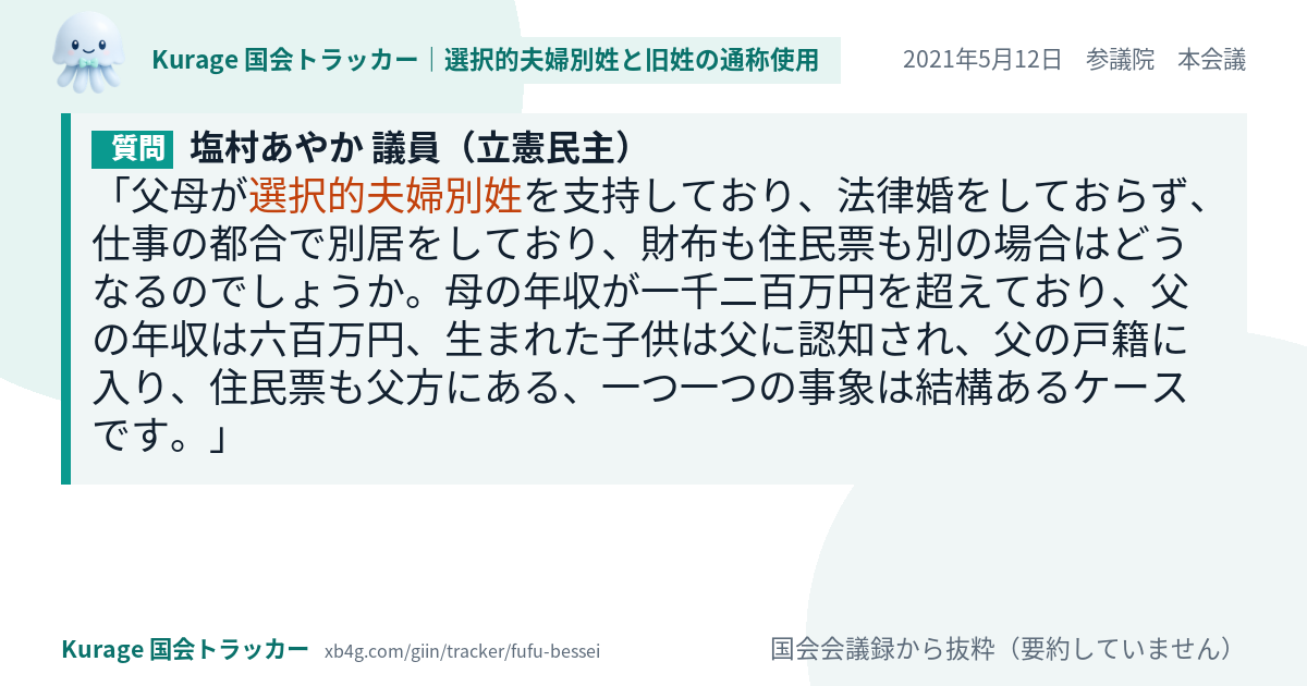 質問と答弁のカード