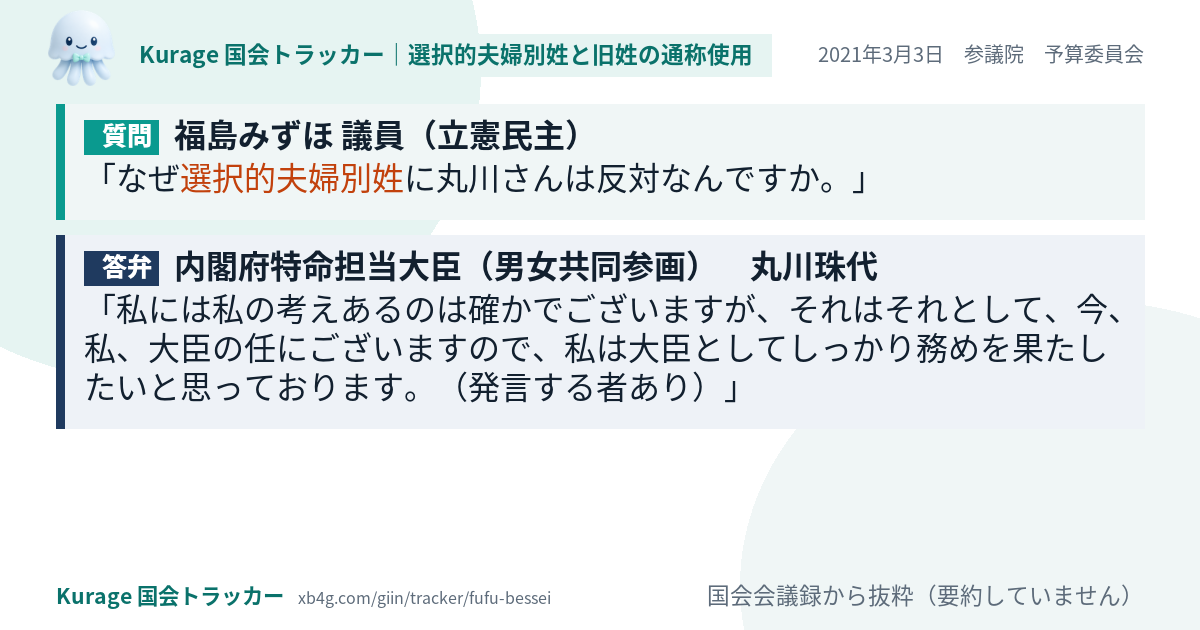 質問と答弁のカード