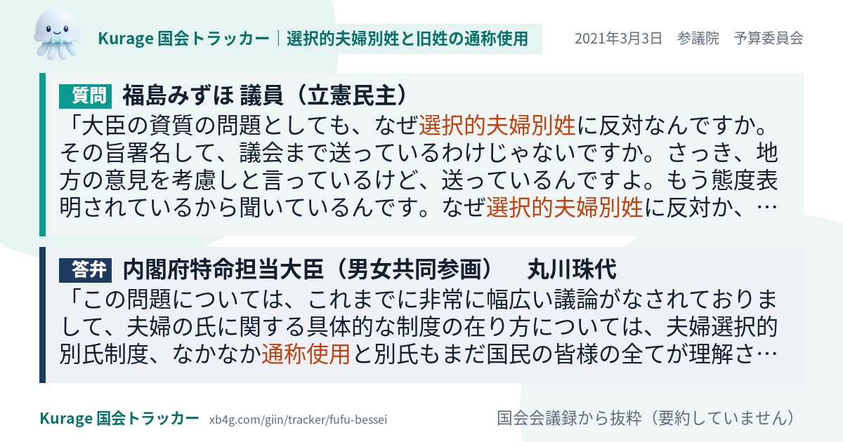 質問と答弁のカード