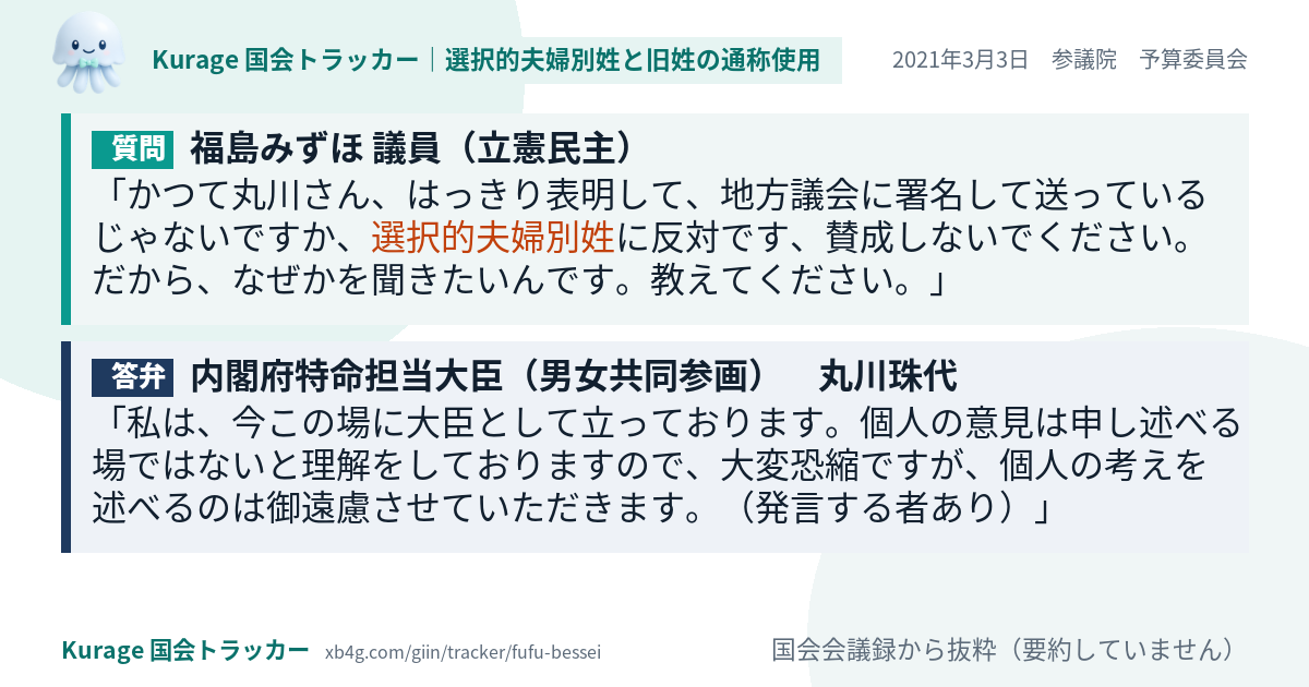 質問と答弁のカード