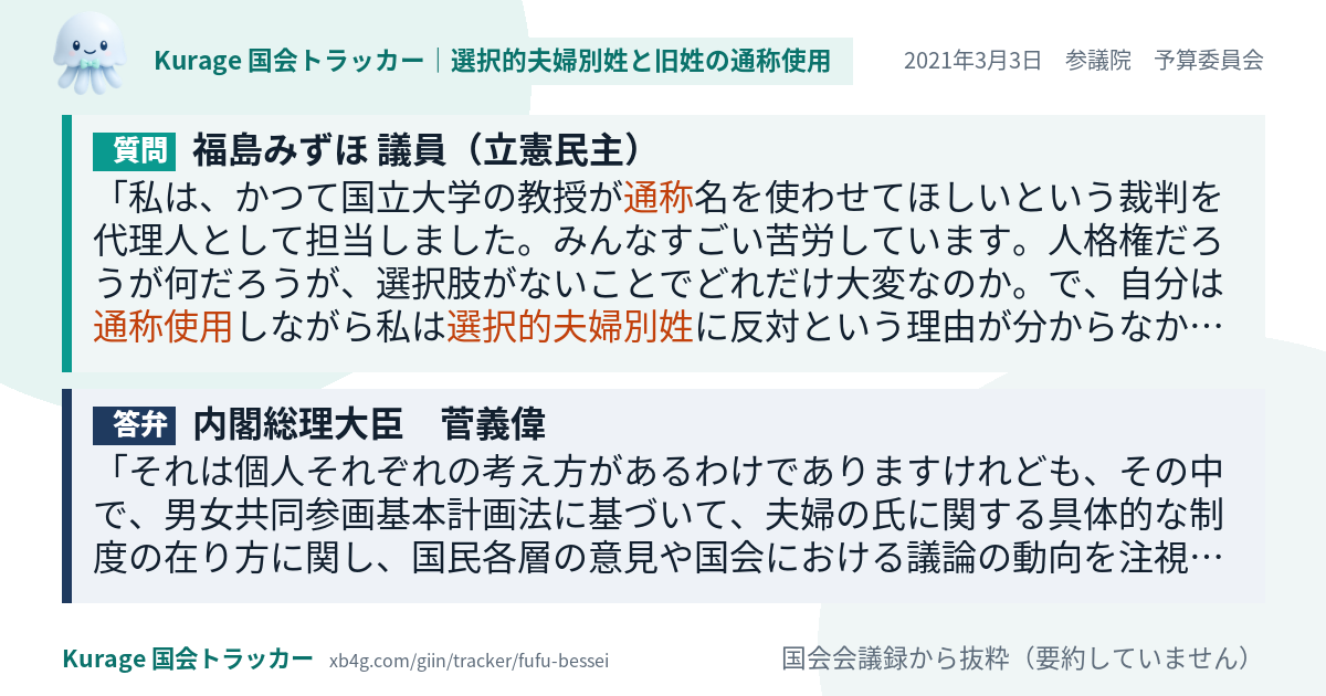 質問と答弁のカード