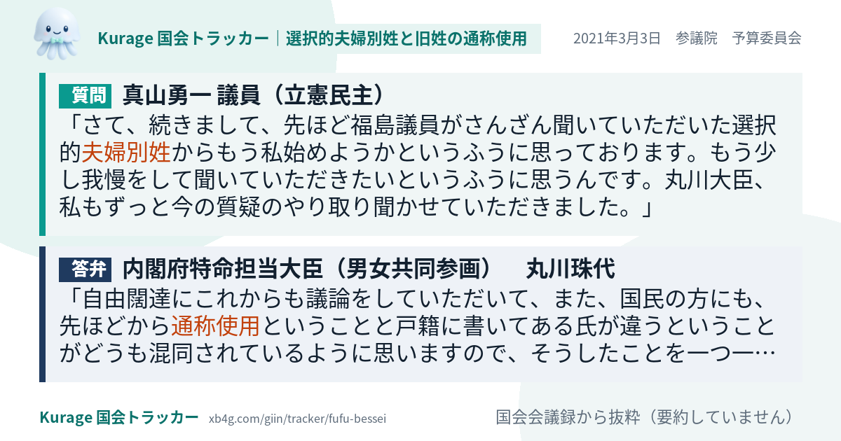 質問と答弁のカード