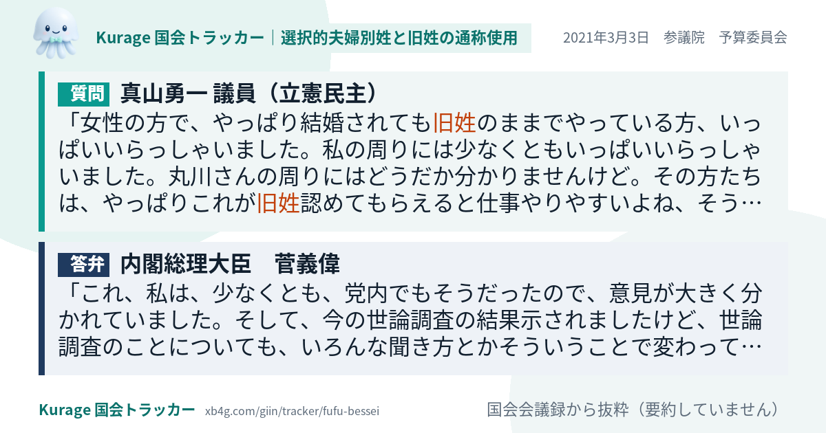 質問と答弁のカード