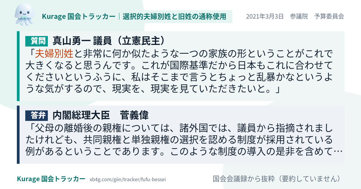 質問と答弁のカード