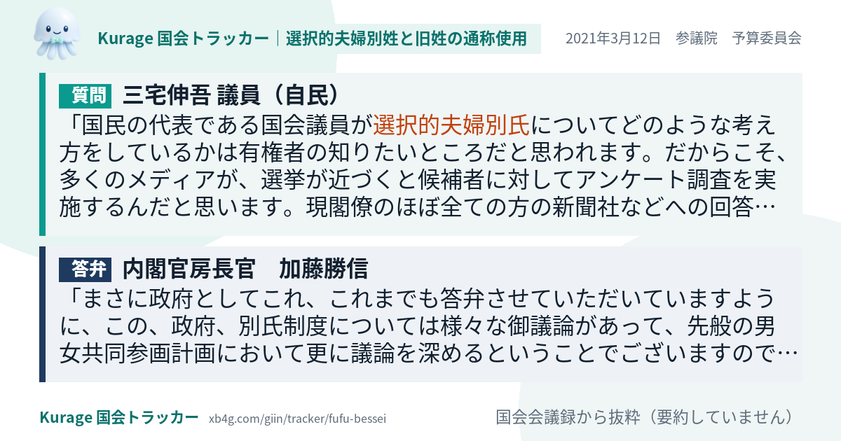 質問と答弁のカード