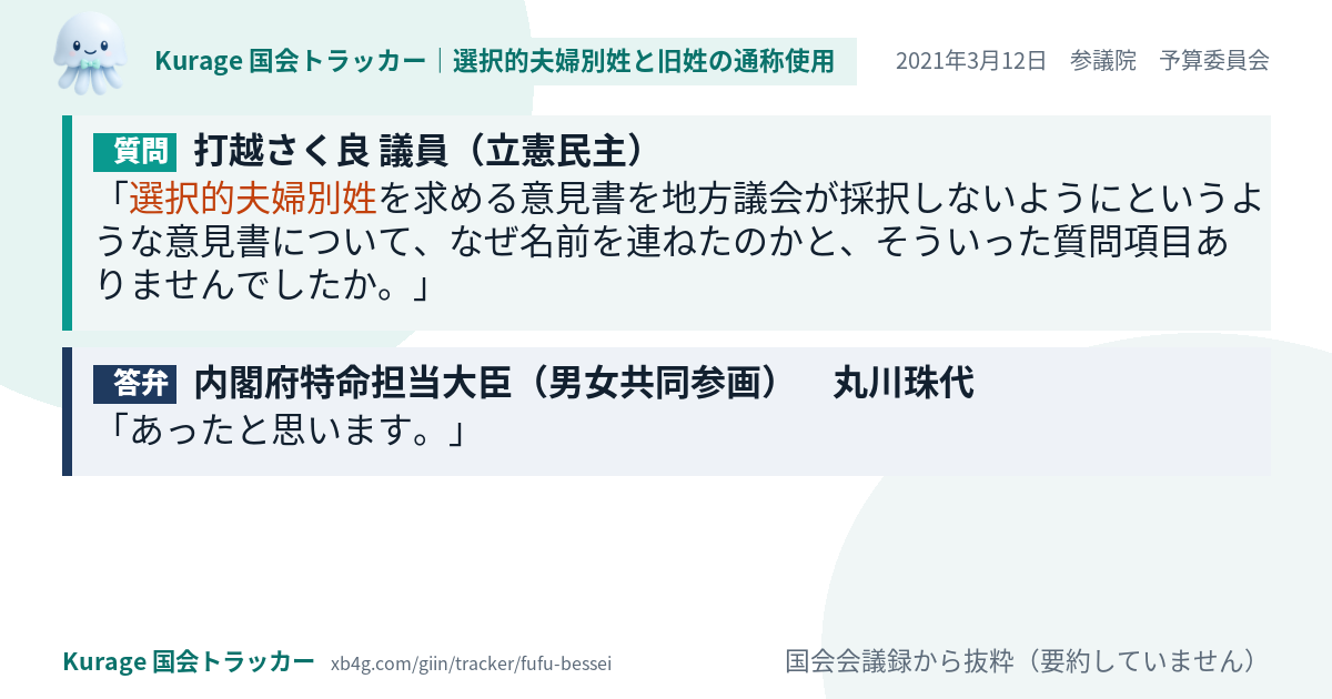 質問と答弁のカード