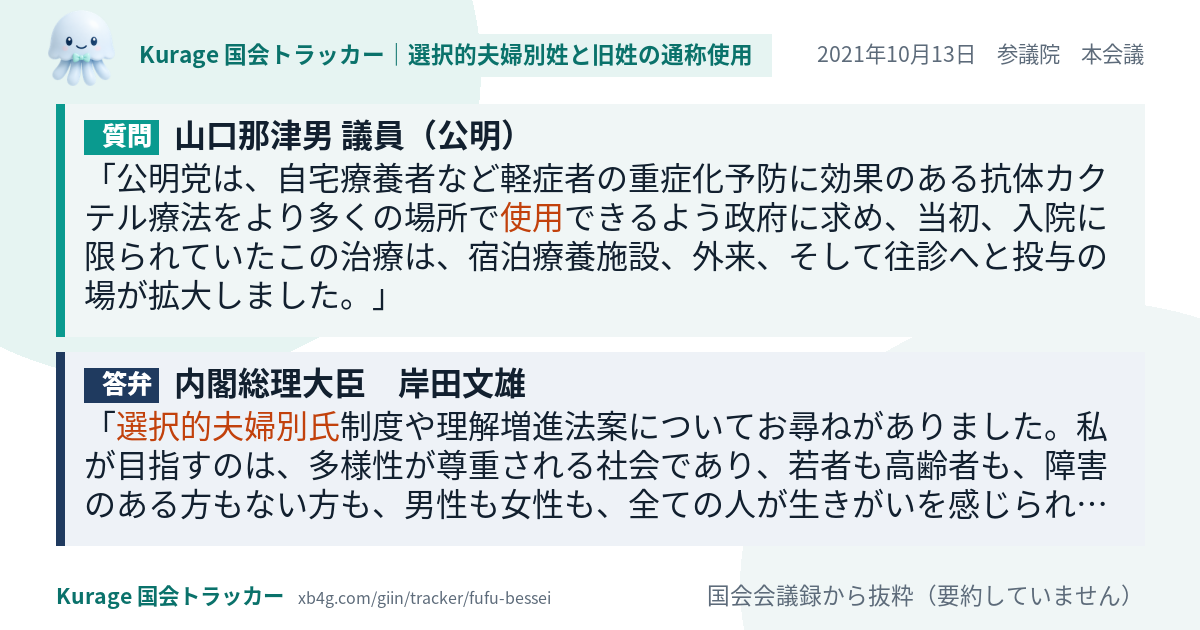 質問と答弁のカード