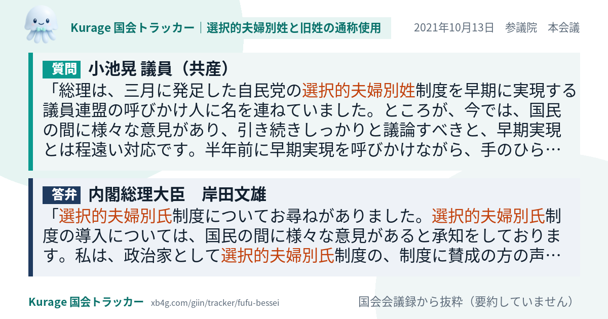 質問と答弁のカード