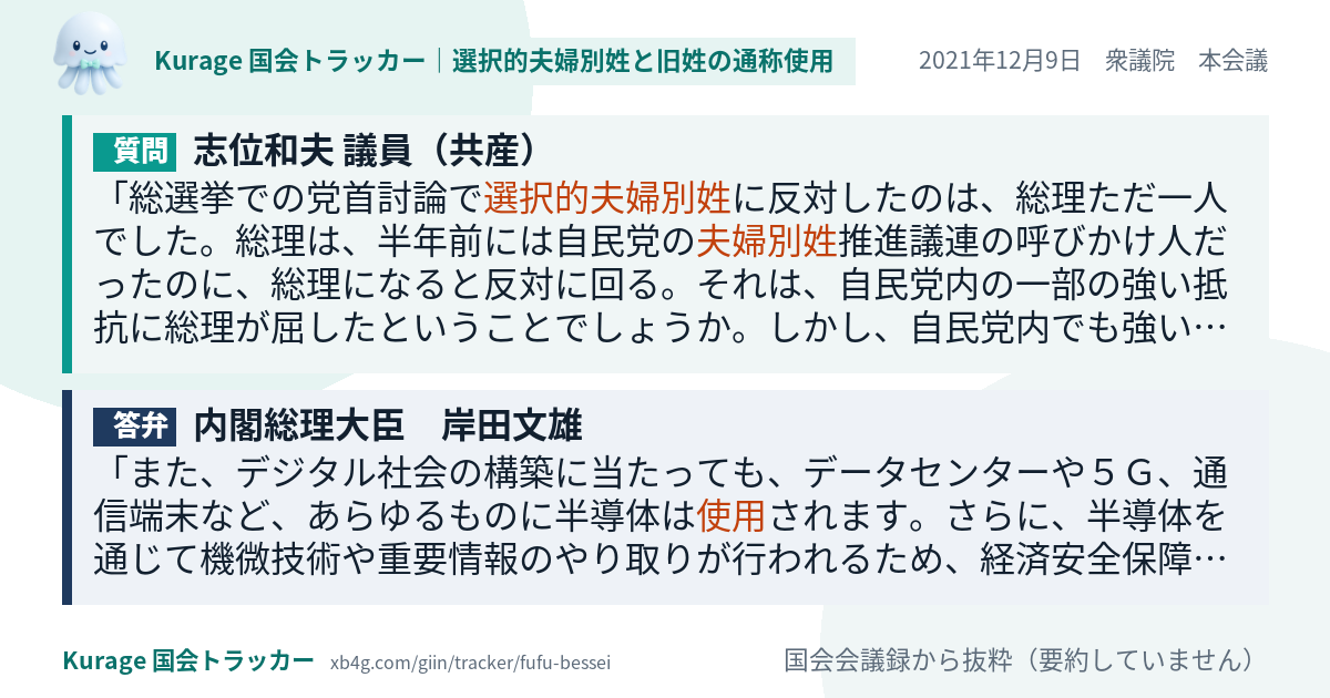質問と答弁のカード
