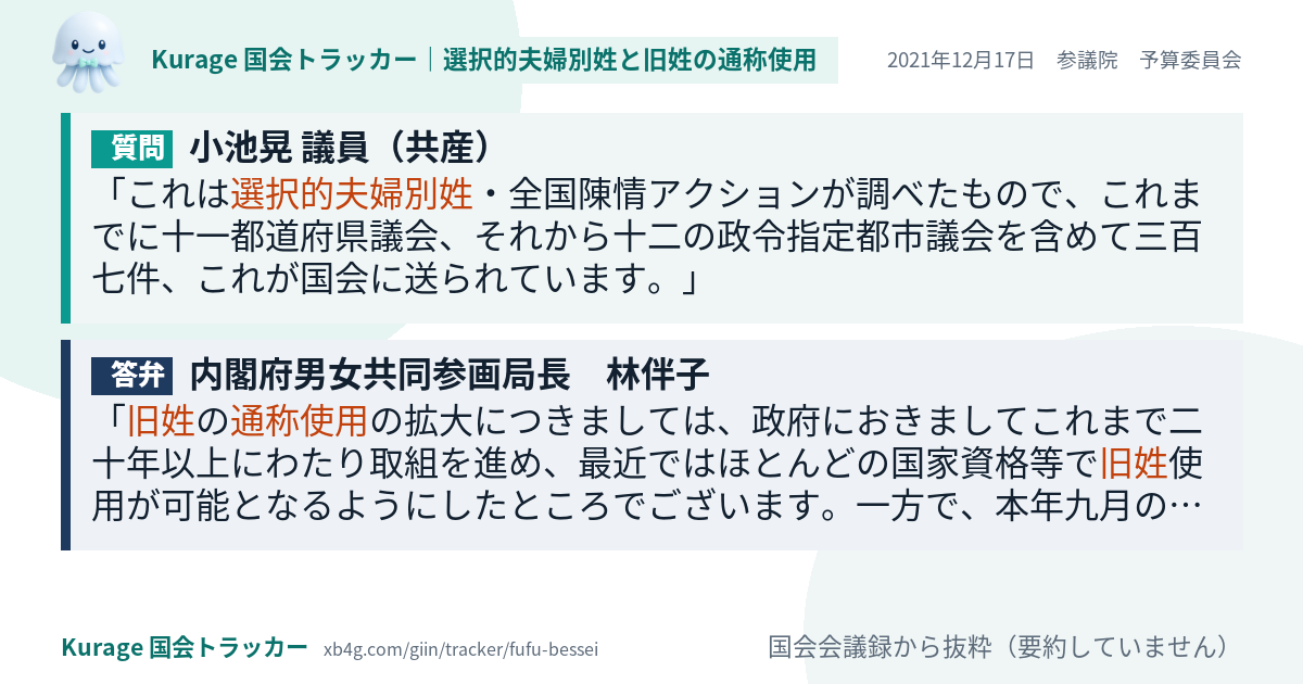 質問と答弁のカード