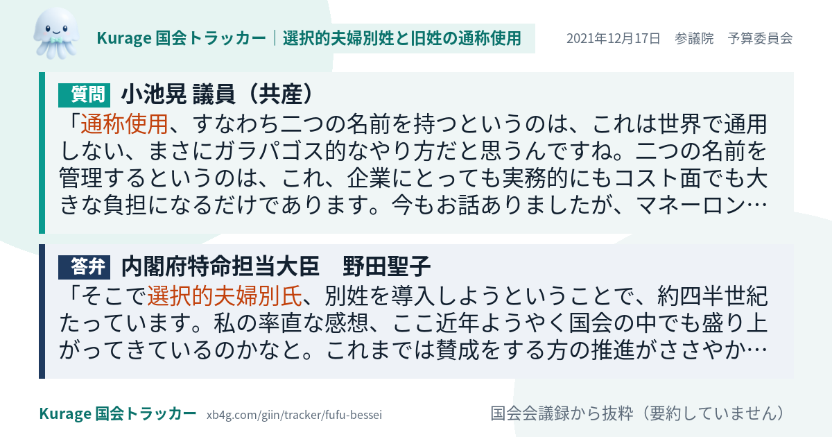 質問と答弁のカード