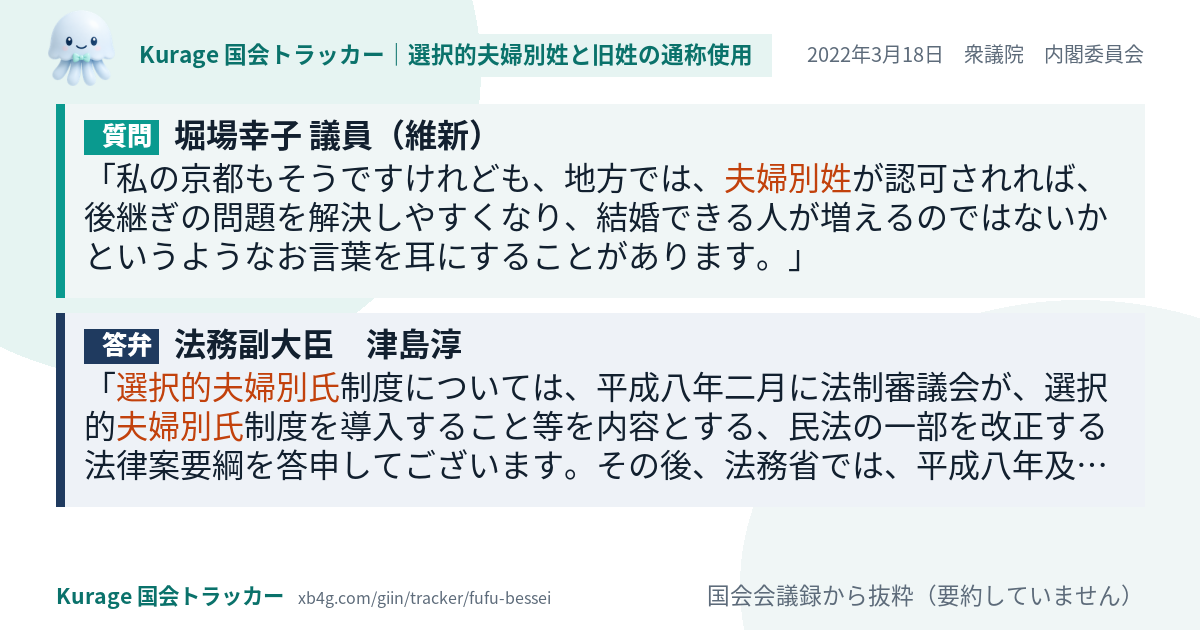 質問と答弁のカード