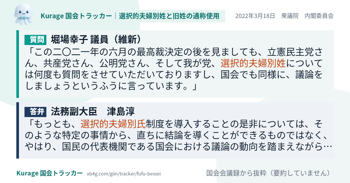 質問と答弁のカード