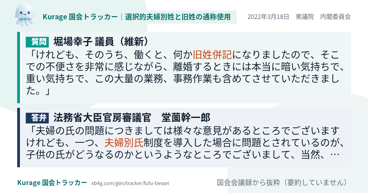 質問と答弁のカード