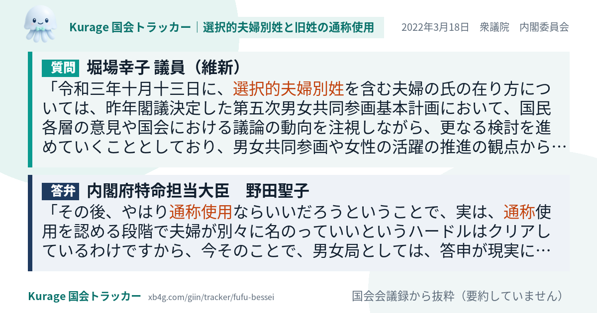 質問と答弁のカード
