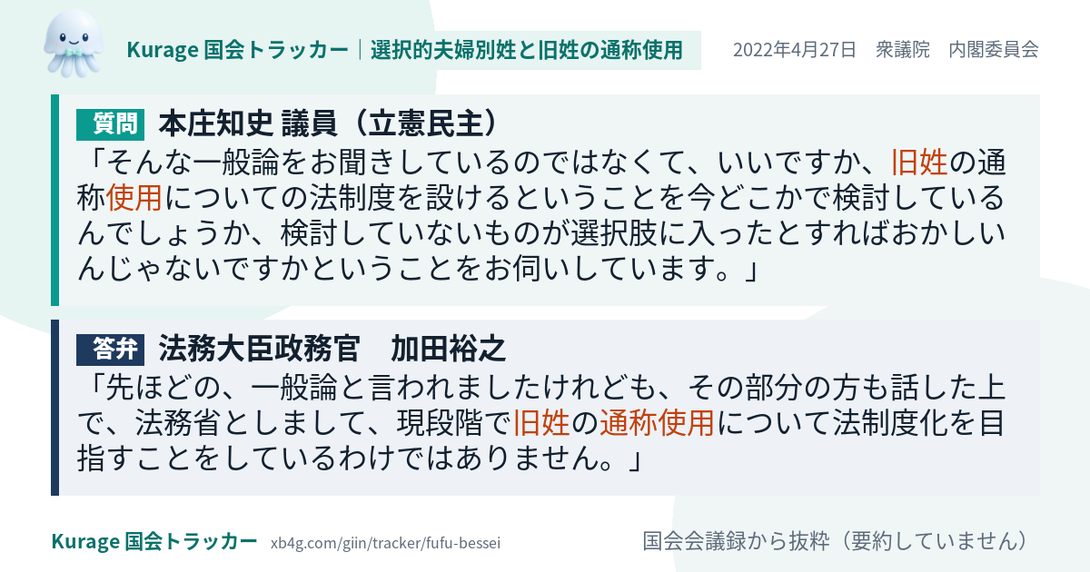 質問と答弁のカード