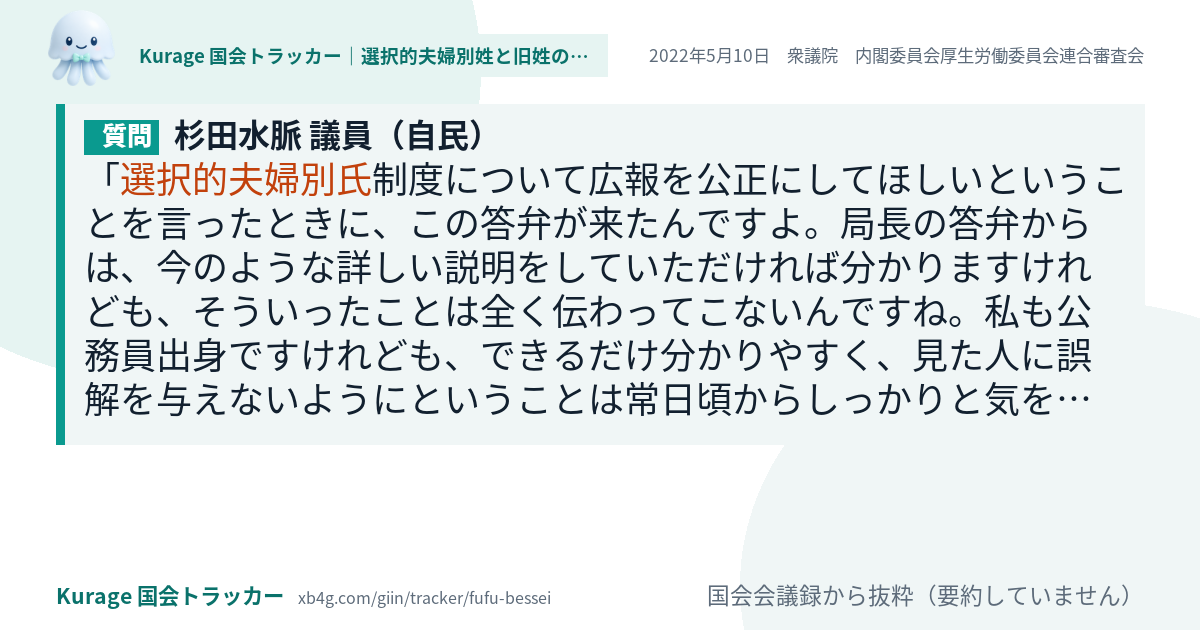 質問と答弁のカード