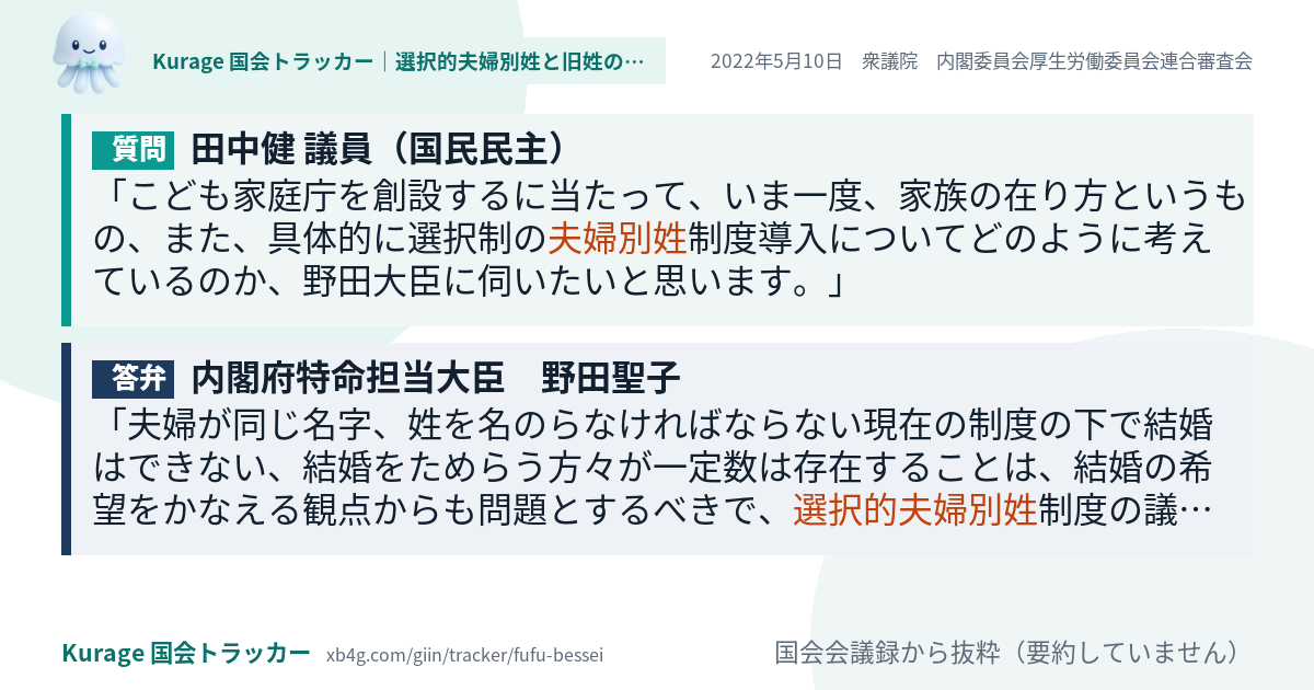 質問と答弁のカード