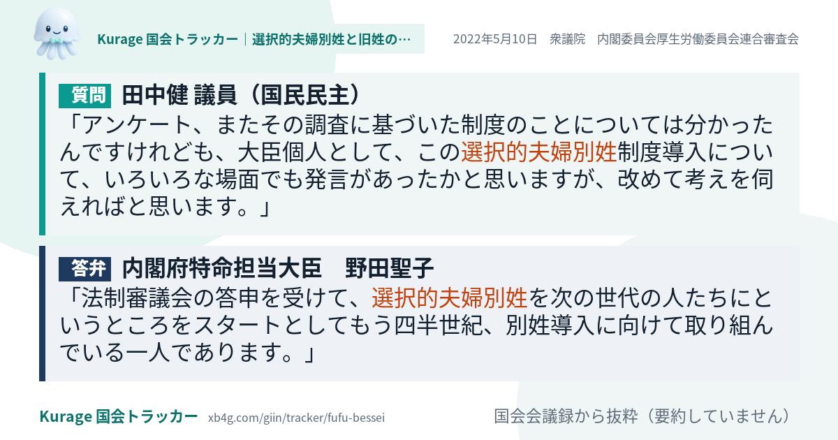 質問と答弁のカード