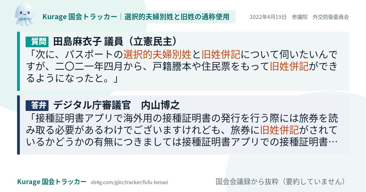 質問と答弁のカード