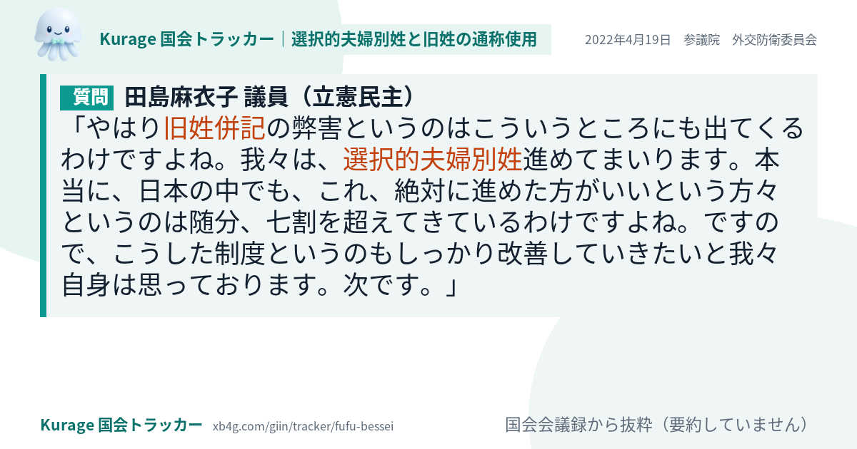 質問と答弁のカード