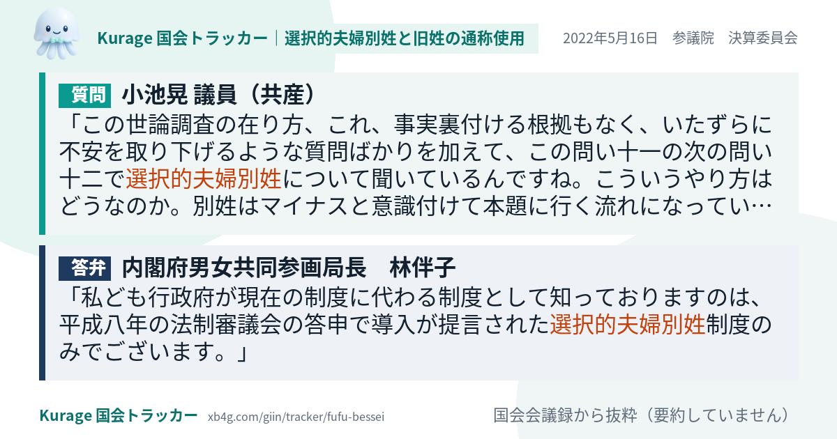 質問と答弁のカード
