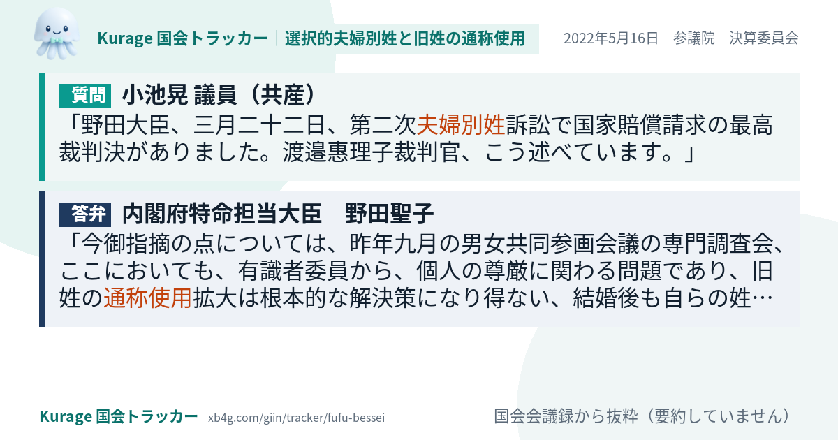 質問と答弁のカード