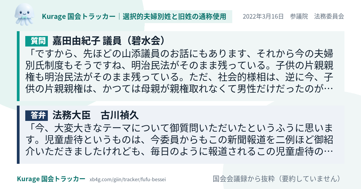 質問と答弁のカード