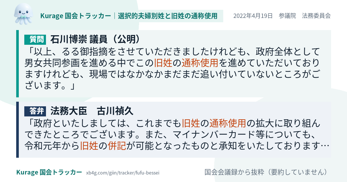 質問と答弁のカード