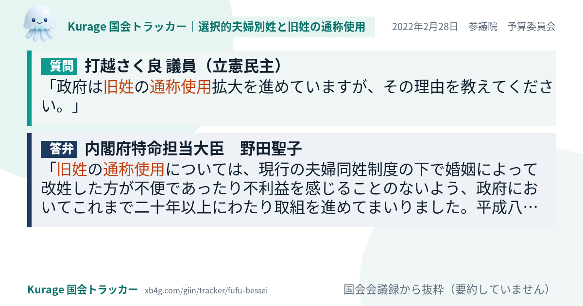 質問と答弁のカード