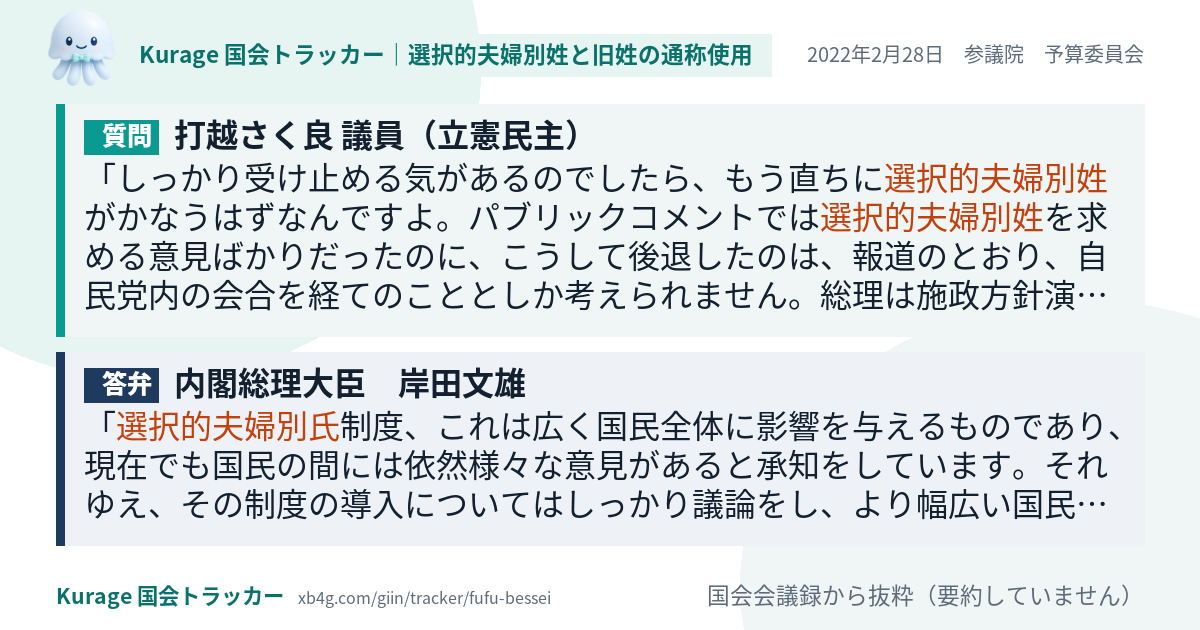 質問と答弁のカード