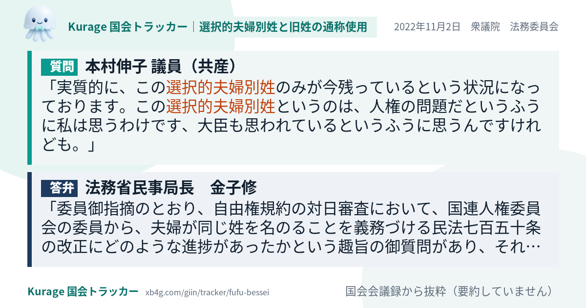 質問と答弁のカード