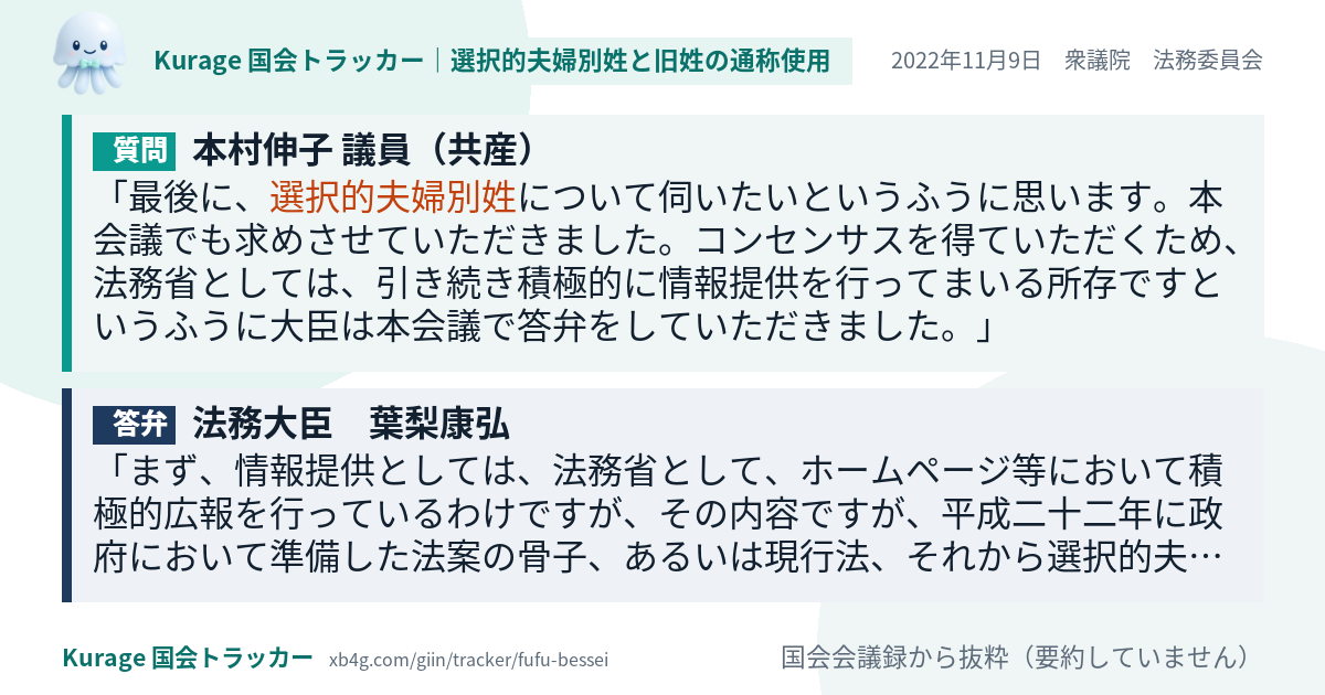 質問と答弁のカード