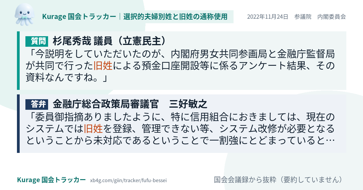 質問と答弁のカード