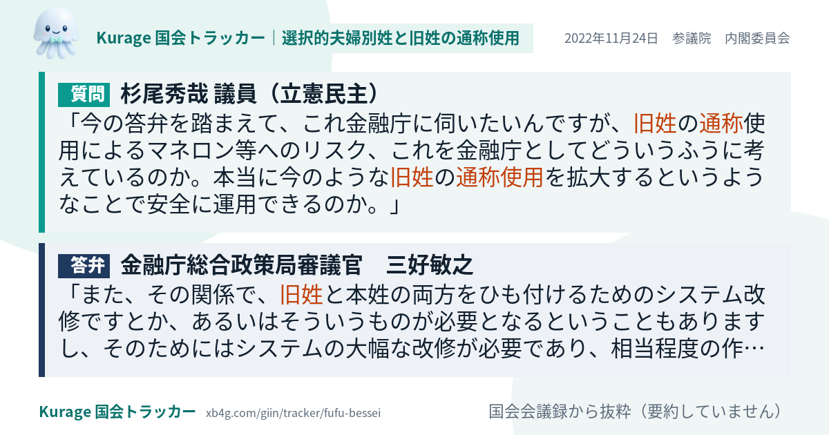 質問と答弁のカード