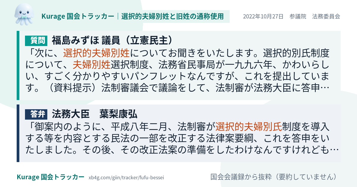 質問と答弁のカード